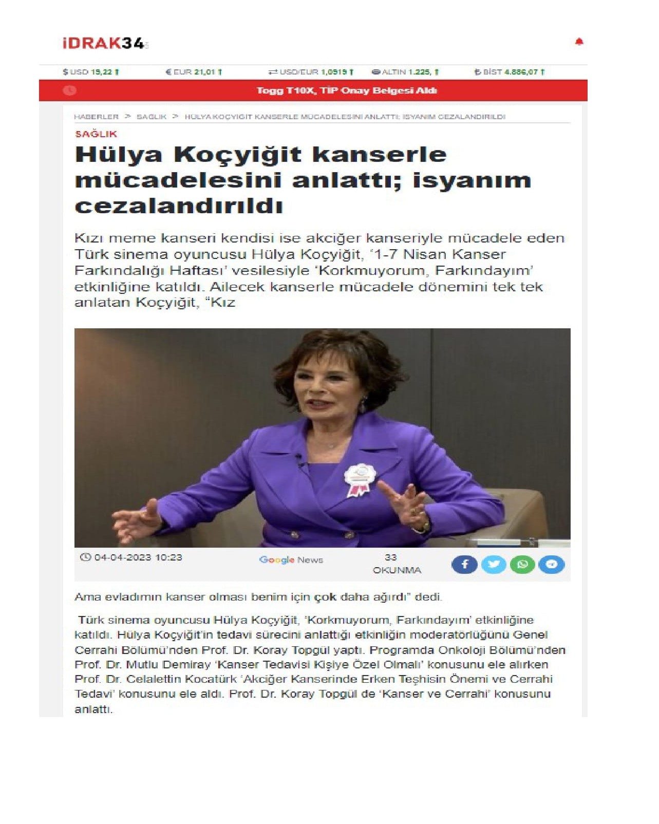 İDRAK34-Hülya Koçyiğit Kanserle Mücadelesi